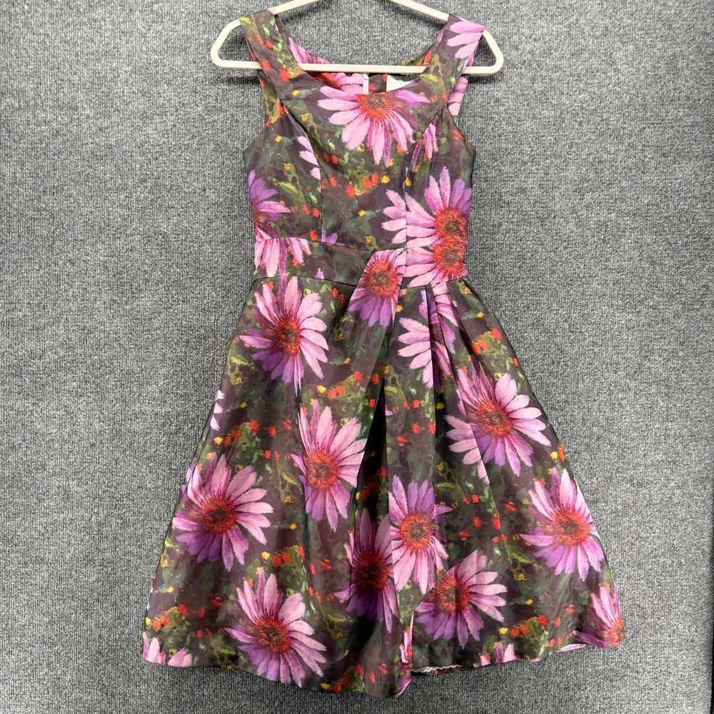 Geode Dress Womens S Pink Floral Watercolor A-Line‎ Romantic Feminine Cocktail